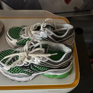 Saucony Kids Green and White Sneakers